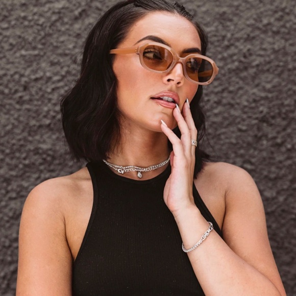 Oval Vintage Trendy Hip Hop Cute Women's Orange Brown Female Y2K Sunglasses - Picture 3 of 4